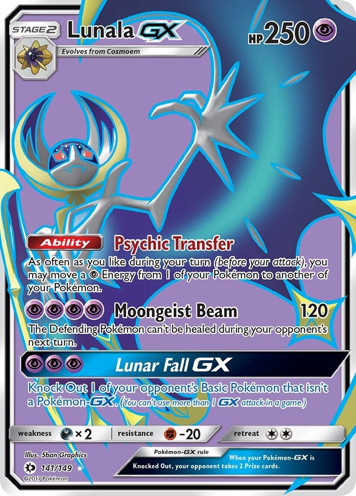 Lunala GX (Full Art) (141/149) (SM Base Set)