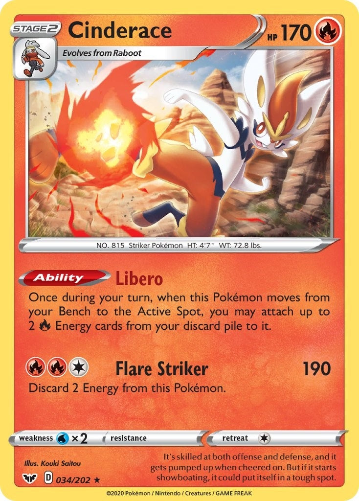 Image for Cinderace (034) (034/202) (SWSH01: Sword & Shield Base Set) (SWSH01) - Pokemon