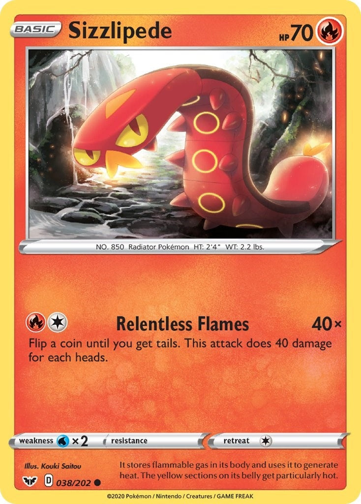 Image for Sizzlipede (038) (038/202) (SWSH01: Sword & Shield Base Set) (SWSH01) - Pokemon