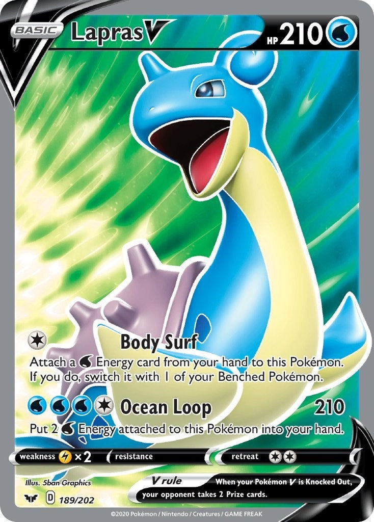 Image for Lapras V (Full Art) (189/202) (SWSH01: Sword & Shield Base Set) (SWSH01) - Pokemon