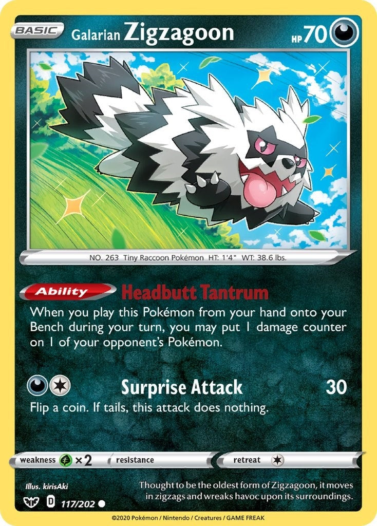 Image for Galarian Zigzagoon (117/202) (SWSH01: Sword & Shield Base Set) (SWSH01) - Pokemon