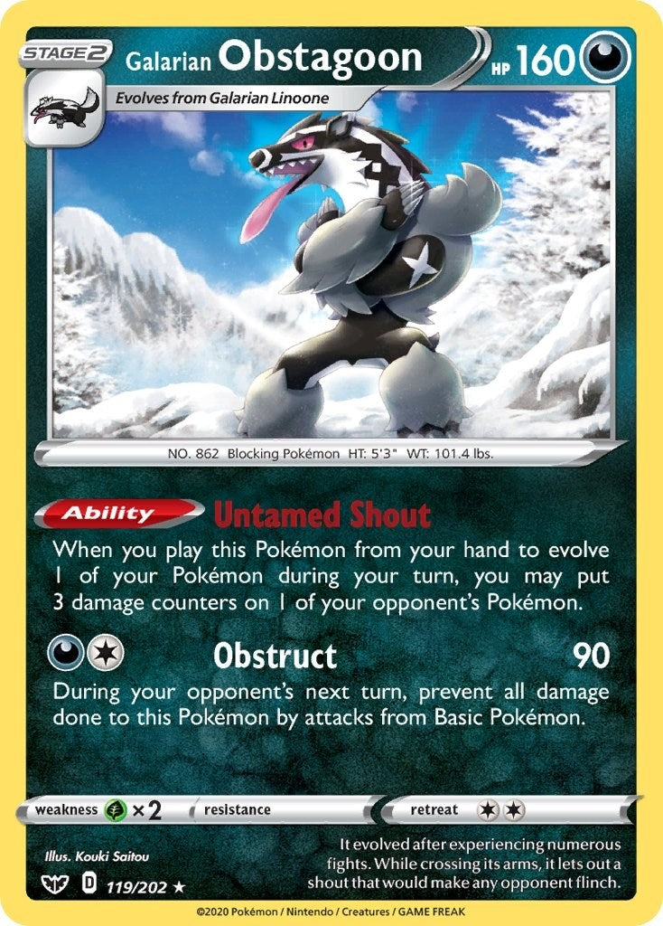 Image for Galarian Obstagoon (119/202) (SWSH01: Sword & Shield Base Set) (SWSH01) - Pokemon