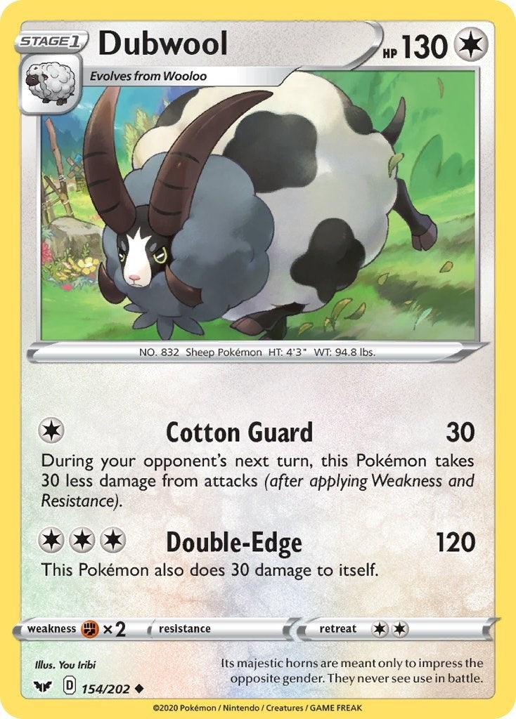 Image for Dubwool (154/202) (SWSH01: Sword & Shield Base Set) (SWSH01) - Pokemon