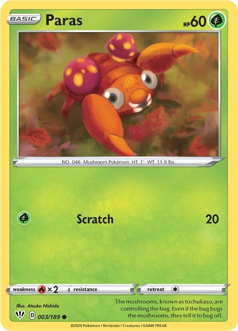 Image for Paras (003/189) (SWSH03: Darkness Ablaze) (SWSH03) - Pokemon