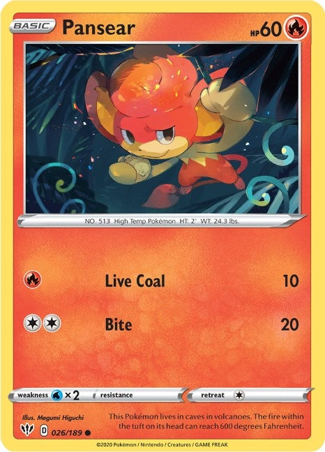 Image for Pansear (026/189) (SWSH03: Darkness Ablaze) (SWSH03) - Pokemon
