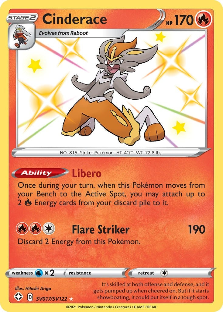 Image for Cinderace (SV017/SV122) (Shining Fates: Shiny Vault) (SHFSV) - Pokemon