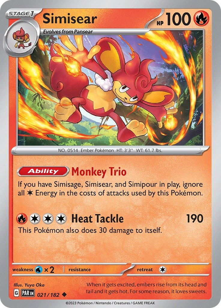 Image for Simisear (021/182) (SV04: Paradox Rift) - Pokemon