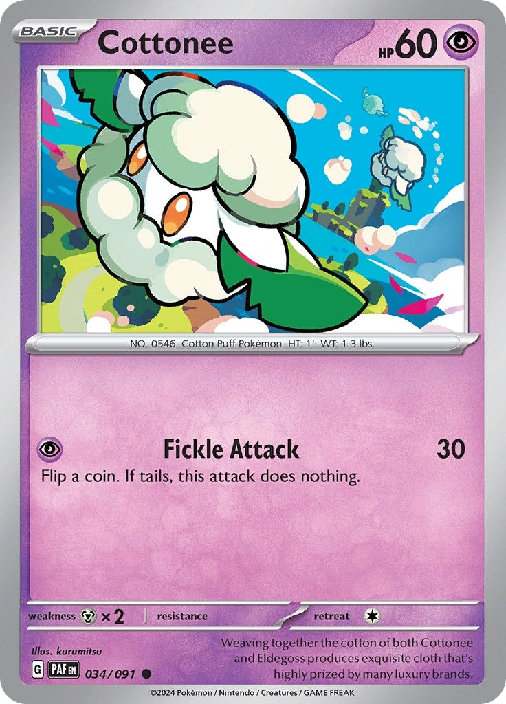 Image for Cottonee (034/091) (SV: Paldean Fates) - Pokemon