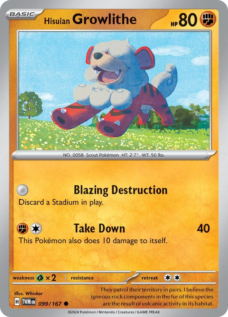 Image for Hisuian Growlithe (099/167) (SV06: Twilight Masquerade) - Pokemon