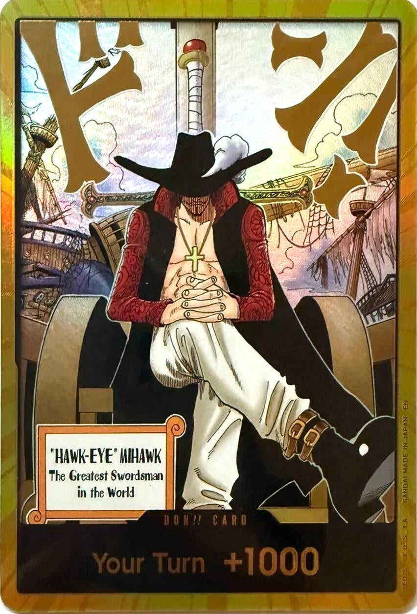 Image for DON!! Card (Dracule Mihawk) (Gold) (The Azure Sea's Seven) (OP14) - One Piece Card Game
