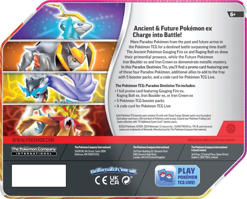 Pokémon - Paradox Destinies Tin (randomly assorted)