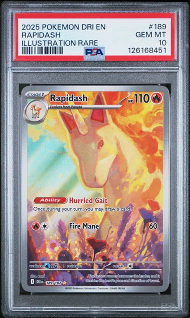 Pokemon TCG Rapidash 189/182 Destined Rivals Illustration Rare - PSA 10