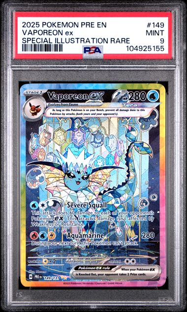 PSA 9 PRISMATIC EVOLUTIONS #149 VAPOREON ex SIR