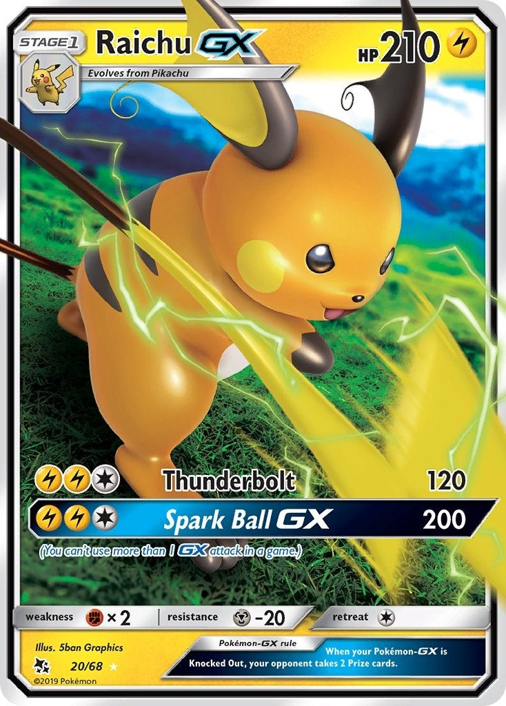 Image for Raichu GX (20/68) (Hidden Fates) (HIF) - Pokemon