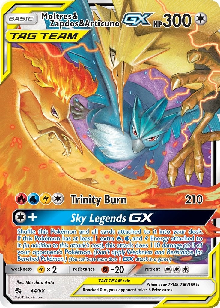 Image for Moltres & Zapdos & Articuno GX (44/68) (Hidden Fates) (HIF) - Pokemon