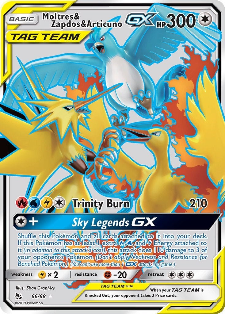 Moltres & Zapdos & Articuno GX (Full Art) (66/68) (Hidden Fates)