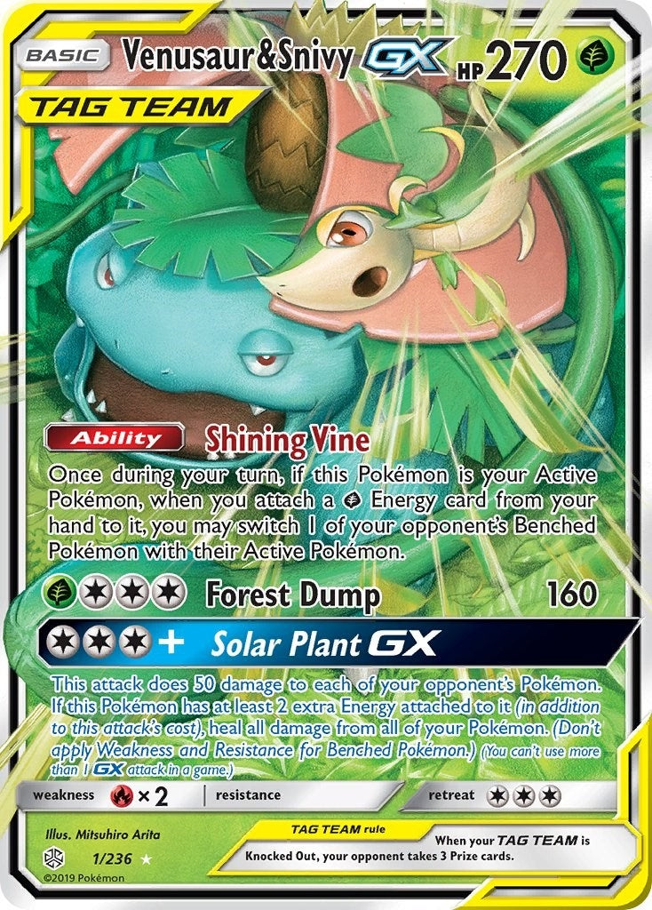 Image for Venusaur & Snivy GX (1/236) (SM - Cosmic Eclipse) (SM12) - Pokemon