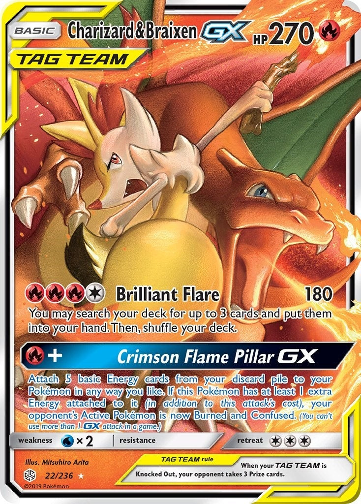 Image for Charizard & Braixen GX (22/236) (SM - Cosmic Eclipse) (SM12) - Pokemon
