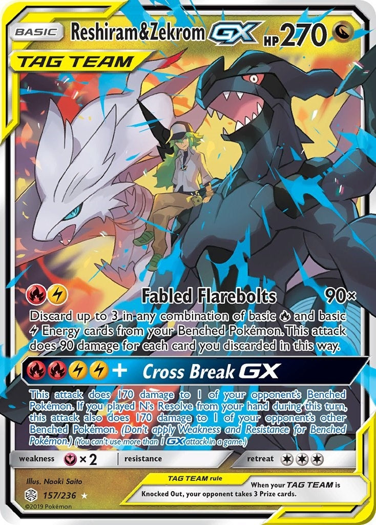 Image for Reshiram & Zekrom GX (157/236) (SM - Cosmic Eclipse) (SM12) - Pokemon