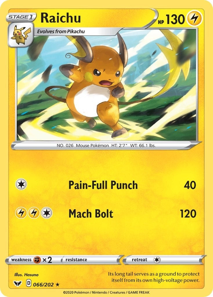 Image for Raichu (066/202) (SWSH01: Sword & Shield Base Set) (SWSH01) - Pokemon
