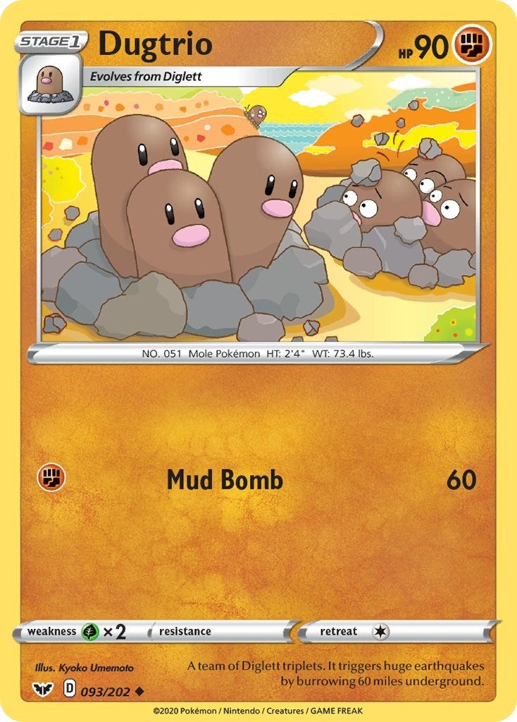 Image for Dugtrio (093/202) (SWSH01: Sword & Shield Base Set) (SWSH01) - Pokemon