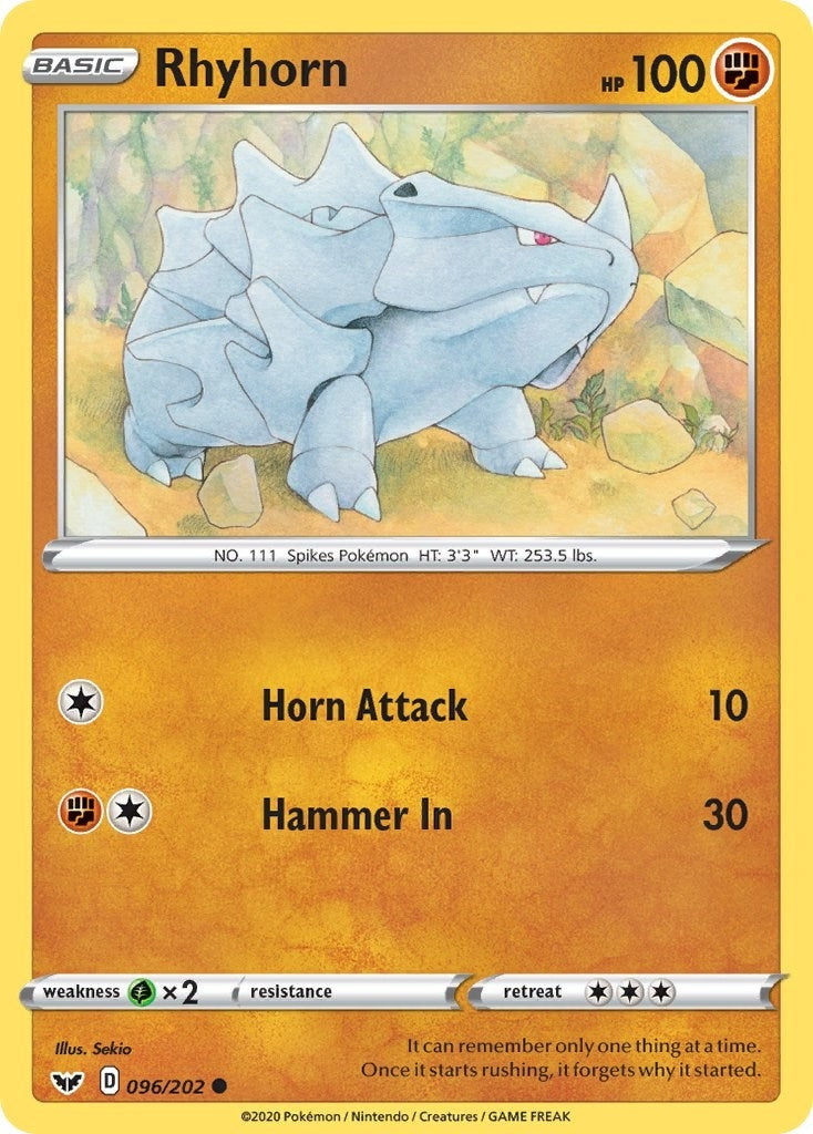 Image for Rhyhorn (096) (096/202) (SWSH01: Sword & Shield Base Set) (SWSH01) - Pokemon