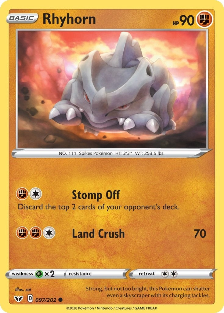 Image for Rhyhorn (097) (097/202) (SWSH01: Sword & Shield Base Set) (SWSH01) - Pokemon