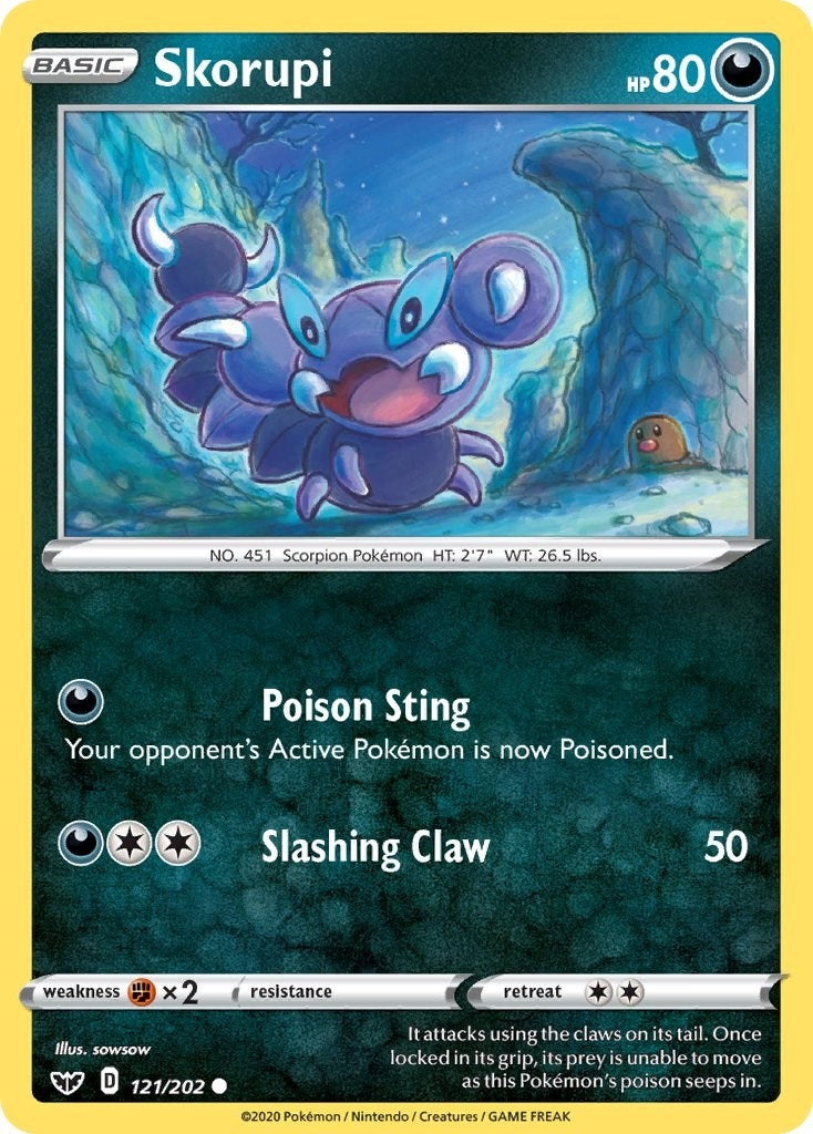 Image for Skorupi (121/202) (SWSH01: Sword & Shield Base Set) (SWSH01) - Pokemon