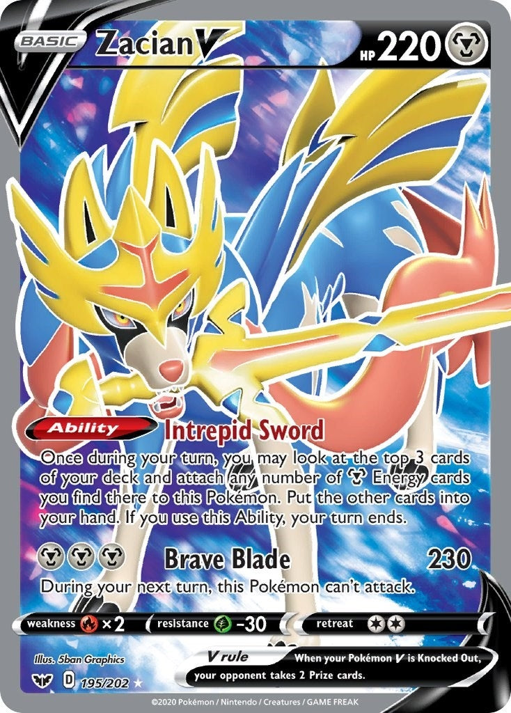 Image for Zacian V (Full Art) (195/202) (SWSH01: Sword & Shield Base Set) (SWSH01) - Pokemon