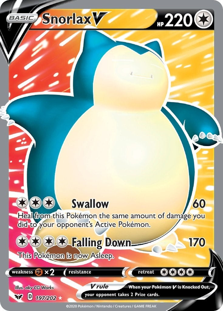 Image for Snorlax V (Full Art) (197/202) (SWSH01: Sword & Shield Base Set) (SWSH01) - Pokemon