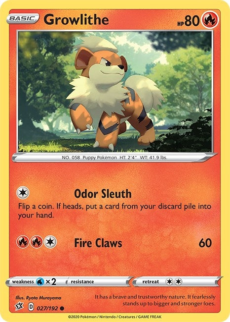 Image for Growlithe (027/192) (SWSH02: Rebel Clash) (SWSH02) - Pokemon