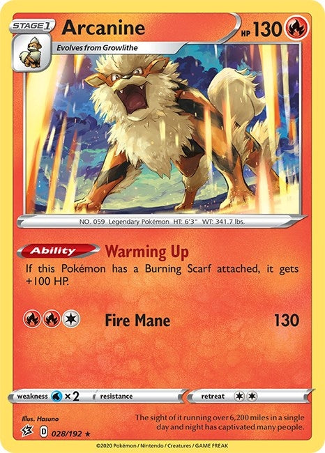 Image for Arcanine (028/192) (SWSH02: Rebel Clash) (SWSH02) - Pokemon