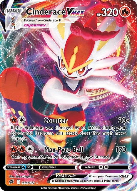 Image for Cinderace VMAX (036/192) (SWSH02: Rebel Clash) (SWSH02) - Pokemon