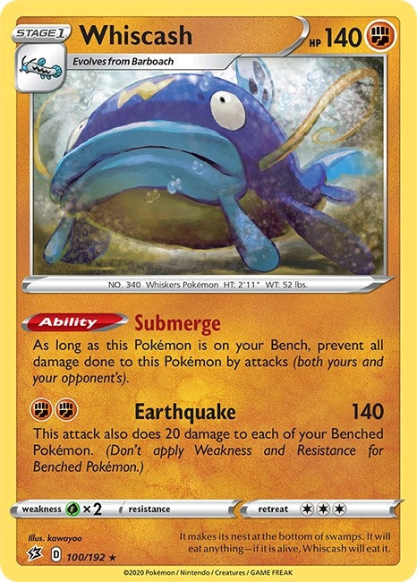 Image for Whiscash (100/192) (SWSH02: Rebel Clash) (SWSH02) - Pokemon