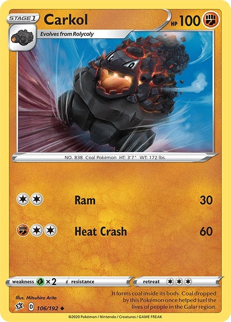 Image for Carkol (106/192) (SWSH02: Rebel Clash) (SWSH02) - Pokemon