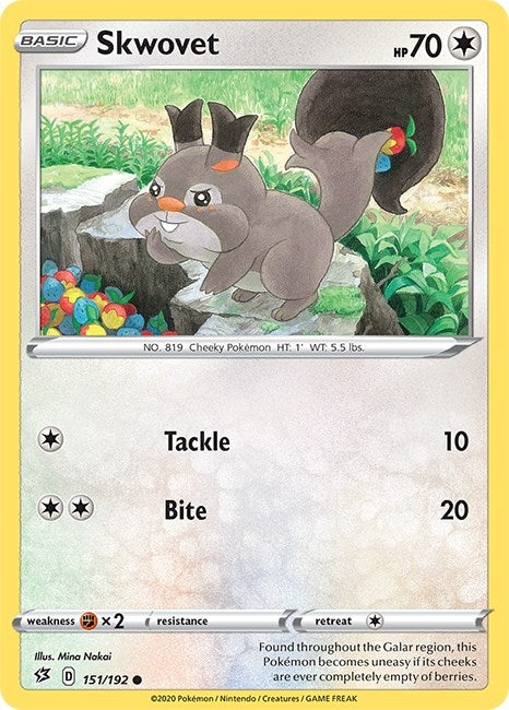 Image for Skwovet (151/192) (SWSH02: Rebel Clash) (SWSH02) - Pokemon