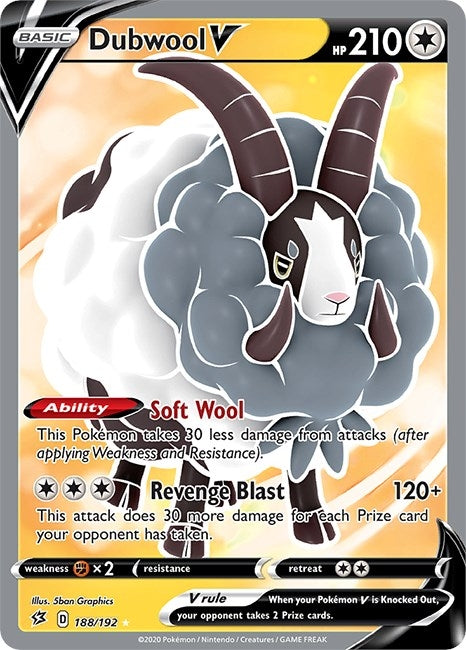 Image for Dubwool V (Full Art) (188/192) (SWSH02: Rebel Clash) (SWSH02) - Pokemon