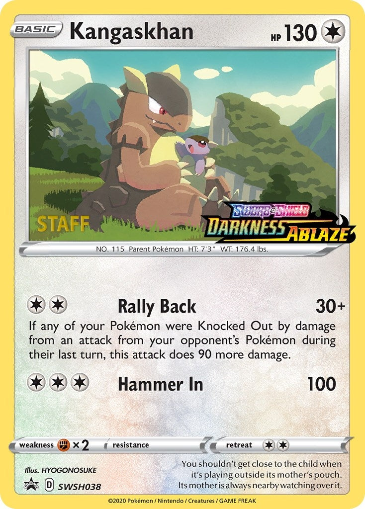 Image for Kangaskhan - SWSH038 (Prerelease) [Staff] (SWSH038) (SWSH: Sword & Shield Promo Cards) (SWSD) - Pokemon
