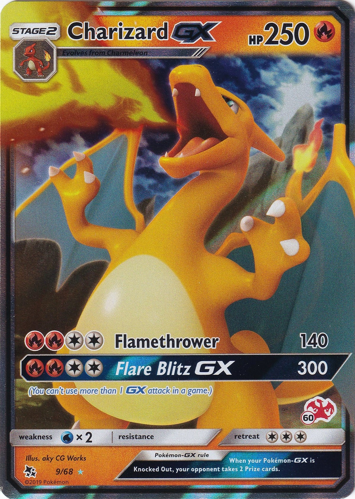 Charizard GX - 9/68 (#60 Charizard Stamped) (009/068) (Battle Academy)