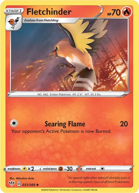 Image for Fletchinder (031/189) (SWSH03: Darkness Ablaze) (SWSH03) - Pokemon