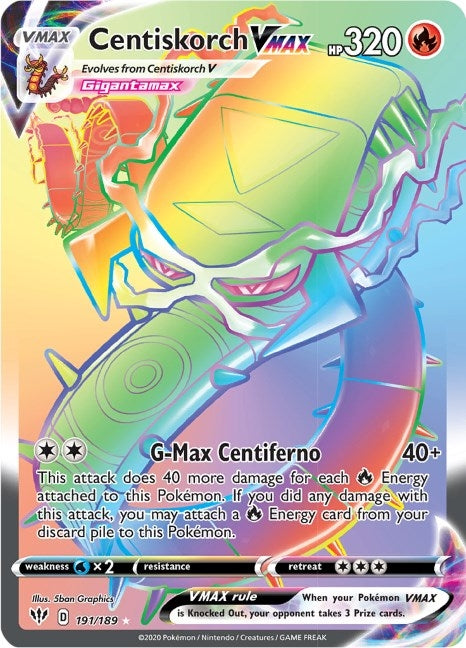 Image for Centiskorch VMAX (Secret) (191/189) (SWSH03: Darkness Ablaze) (SWSH03) - Pokemon