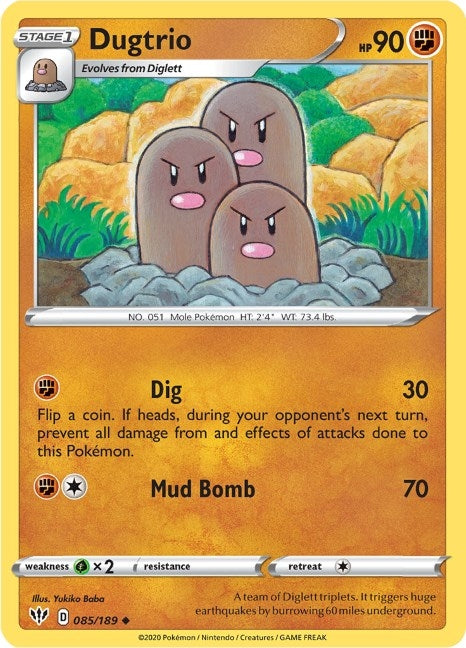 Image for Dugtrio (085/189) (SWSH03: Darkness Ablaze) (SWSH03) - Pokemon