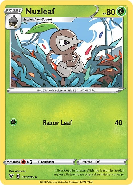 Image for Nuzleaf (011/185) (SWSH04: Vivid Voltage) (SWSH04) - Pokemon