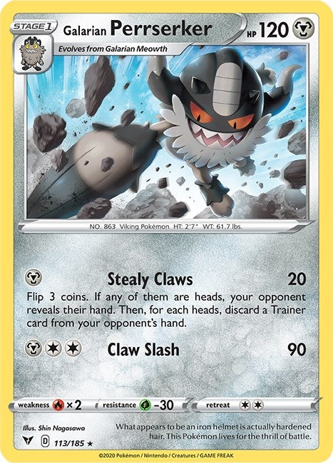 Image for Galarian Perrserker (113/185) (SWSH04: Vivid Voltage) (SWSH04) - Pokemon