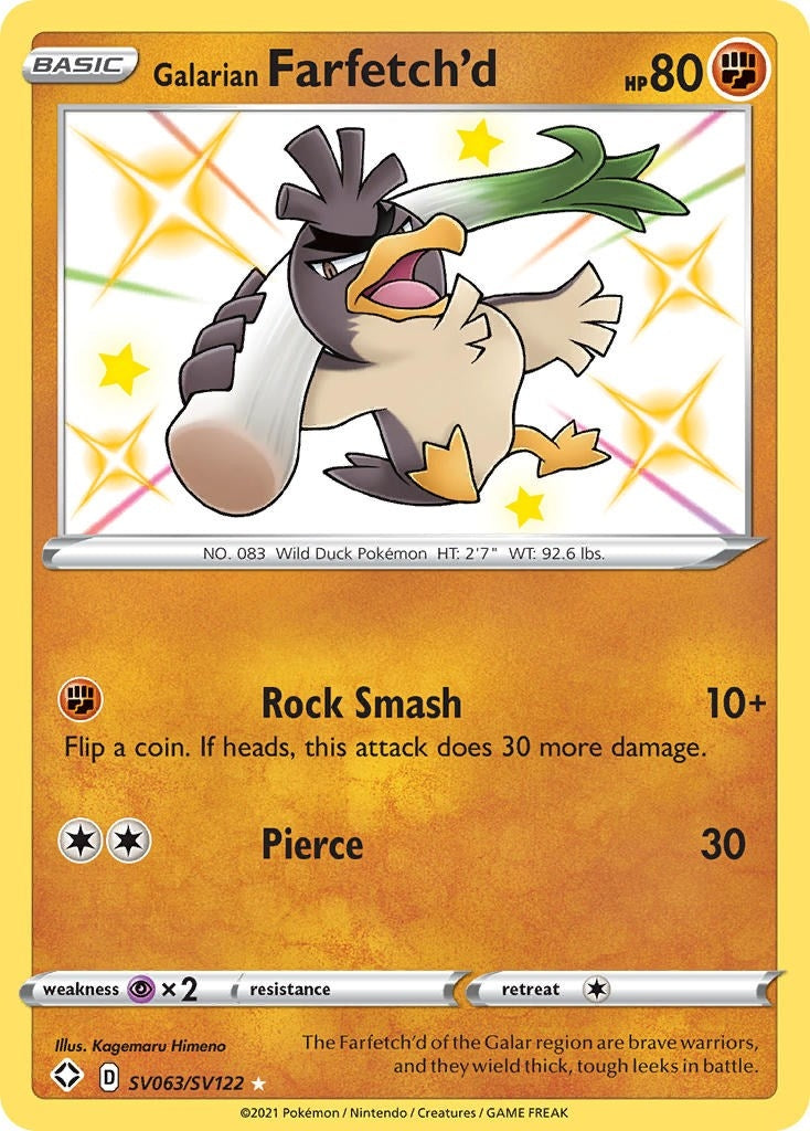 Image for Galarian Farfetch'd (SV063/SV122) (Shining Fates: Shiny Vault) (SHFSV) - Pokemon