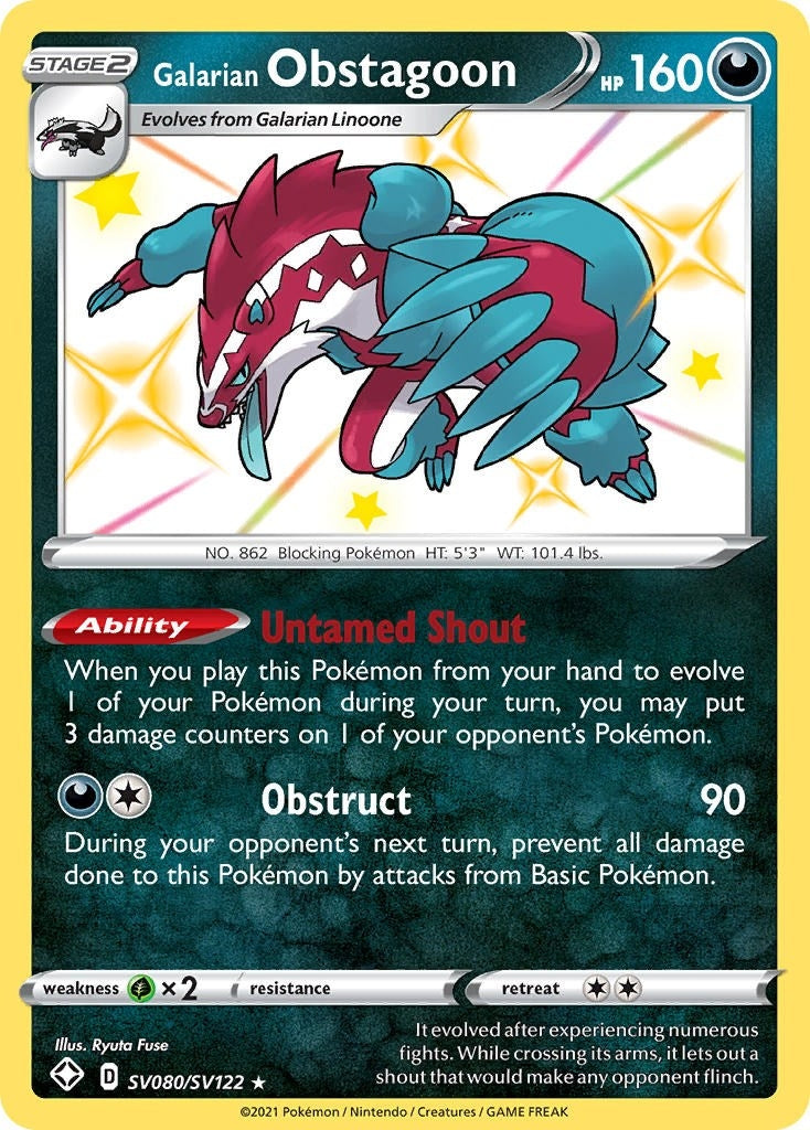 Image for Galarian Obstagoon (SV080/SV122) (Shining Fates: Shiny Vault) (SHFSV) - Pokemon