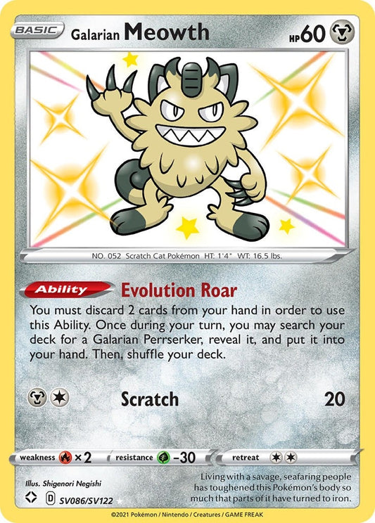 Image for Galarian Meowth (SV086/SV122) (Shining Fates: Shiny Vault) (SHFSV) - Pokemon