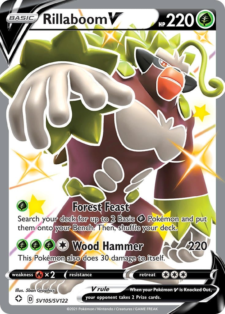 Image for Rillaboom V (SV105/SV122) (Shining Fates: Shiny Vault) (SHFSV) - Pokemon