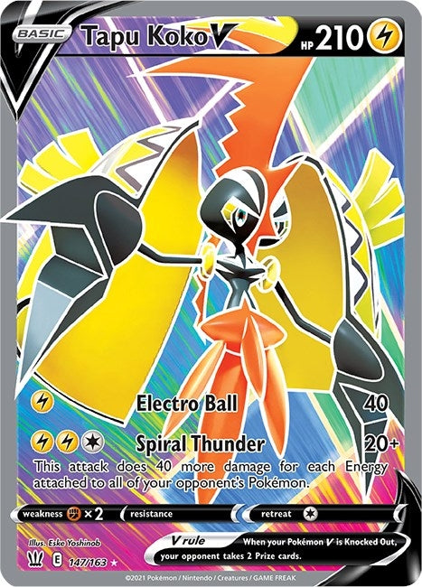 Image for Tapu Koko V (Full Art) (147/163) (SWSH05: Battle Styles) (SWSH05) - Pokemon