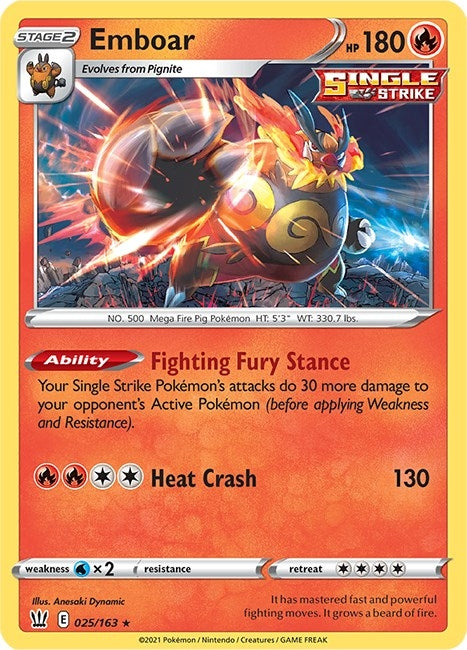Image for Emboar (025/163) (SWSH05: Battle Styles) (SWSH05) - Pokemon